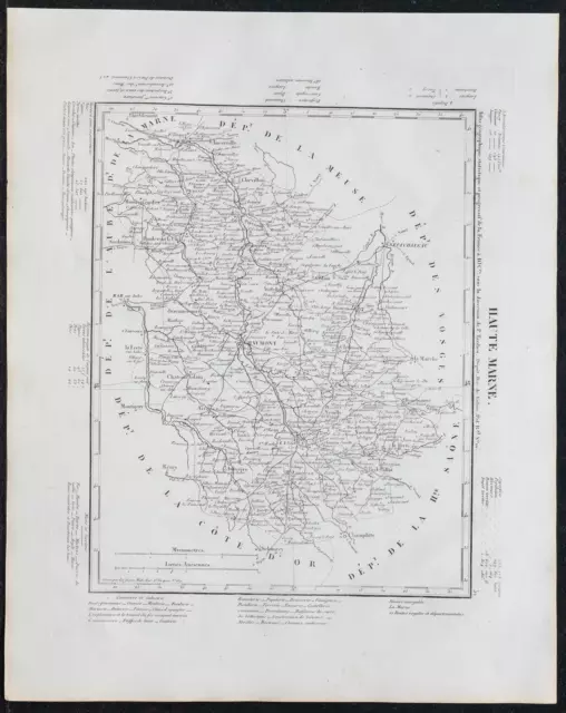 1840 - Haute-Marne - Carte géographique ancienne - Département français