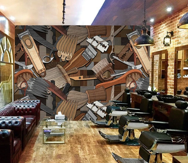 3D LONG SCISSORS A4 Hair Cut Barber Shop Wallpaper Wall Mural Self-adhesive Vera EUR 28,96