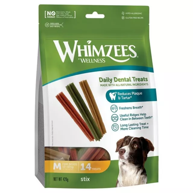 Whimzees by Wellness Stix für Hunde Sparpaket: 2 x Größe M. bietet Zahnpflege.