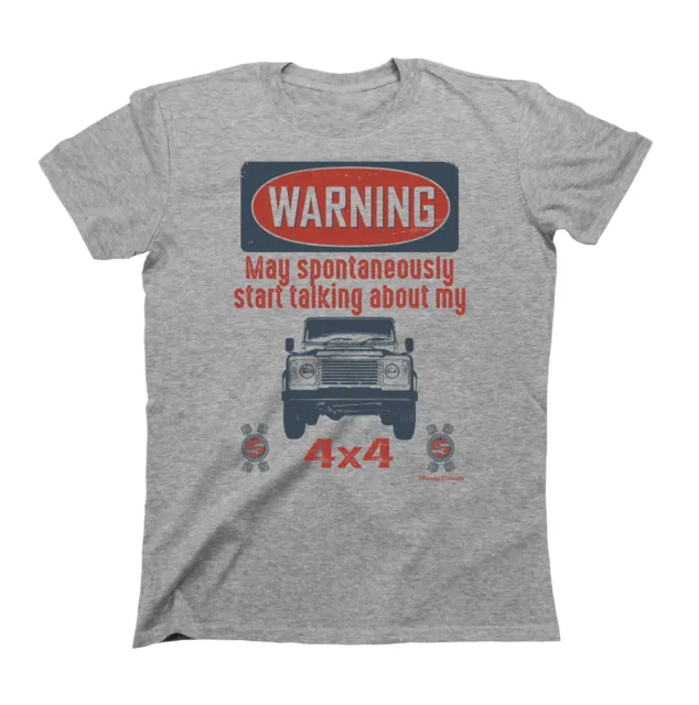 Mens Warning 4x4 Land Rover Defender Organic Cotton T-Shirt Car Eco Friendly