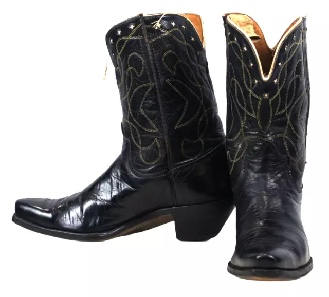 Kirkendall PeeWee Cowboy Western Boots Vintage 40s 50s Black Cutout Stars Mens 9