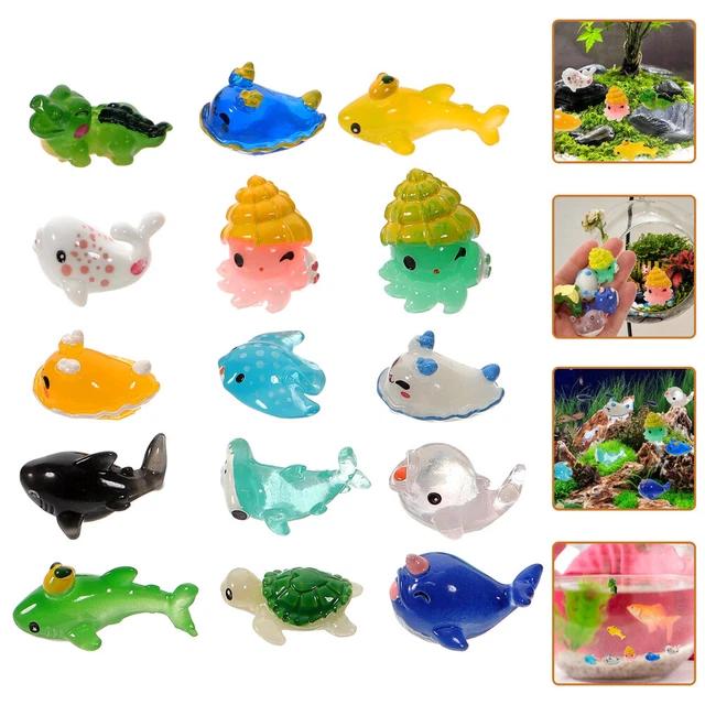 15 Pcs Resin Mini Animal Model Child Cute Whale Toy Ocean Figurines