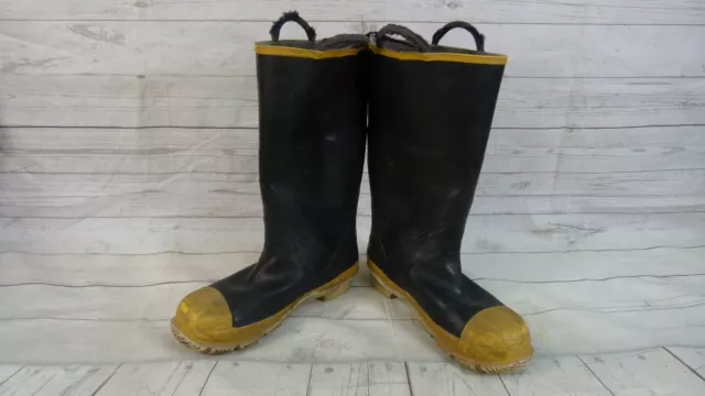 Black Diamond Firebreaker Firefighter Rubber Black/Yellow Boots Size 11.5 Wide