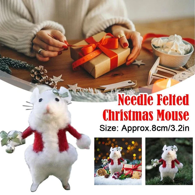 Halloween Mouse with A Pumpkin Christmas Handmade Needle Decor Mouse Felted V8D6