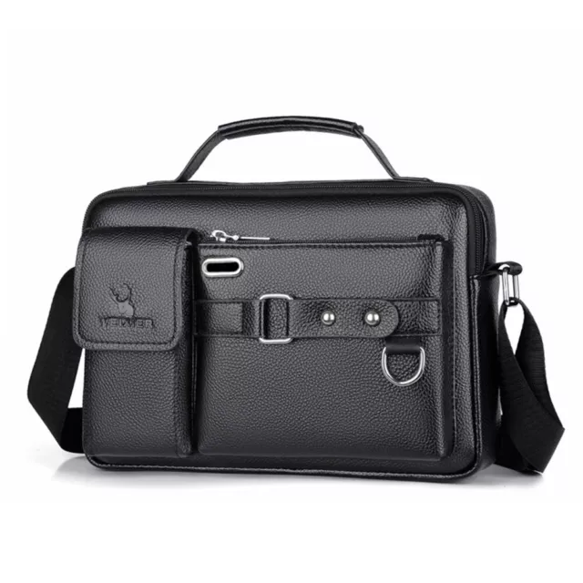 Mens Business Handbag Leather Crossbody Bag Shoulder Bag Briefcase Messenger Bag