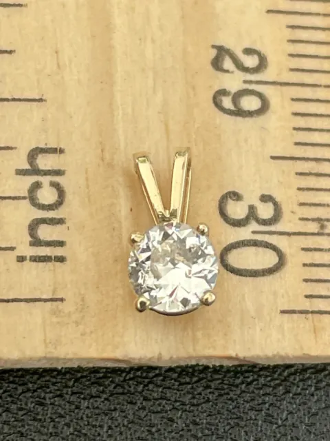 14Kt Yellow Gold 1/2Ct  European Cut Round Diamond Solitaire Pendant (C2)