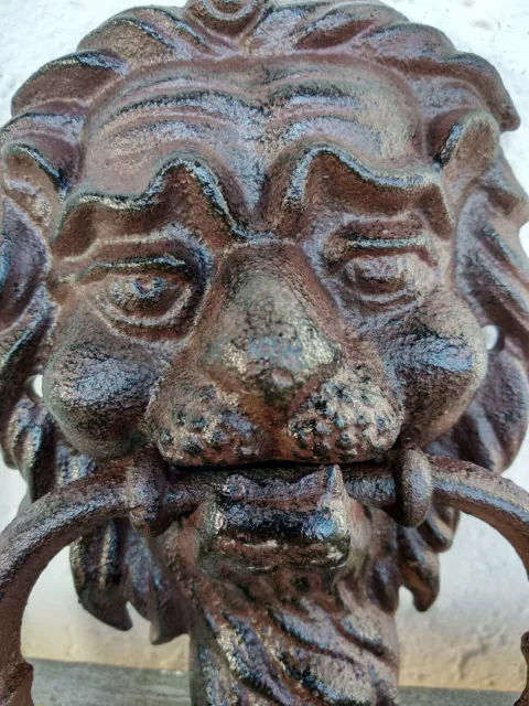 Heurtoir marteau de porte LION en fonte, 14x19cm 2
