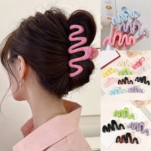 Mollette per capelli in resina acrilica fermagli per capelli in alligatore forcine a becco d'anatra forcine per capelli con motivo in marmo clip geometriche