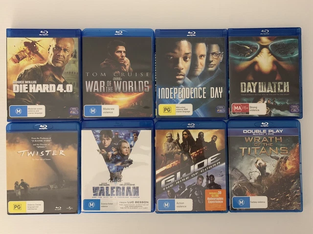 8 X BLU-RAY DVD Bundle - Die Hard, GI Joe, Valerian, Twister, Day