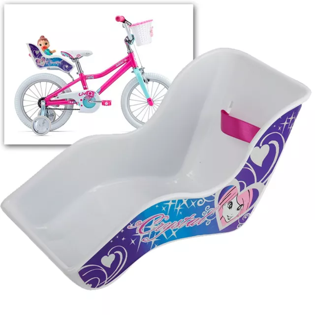 Bikes-Up Kids Bicycle Toy Doll Seat Carrier - Blue Crystal