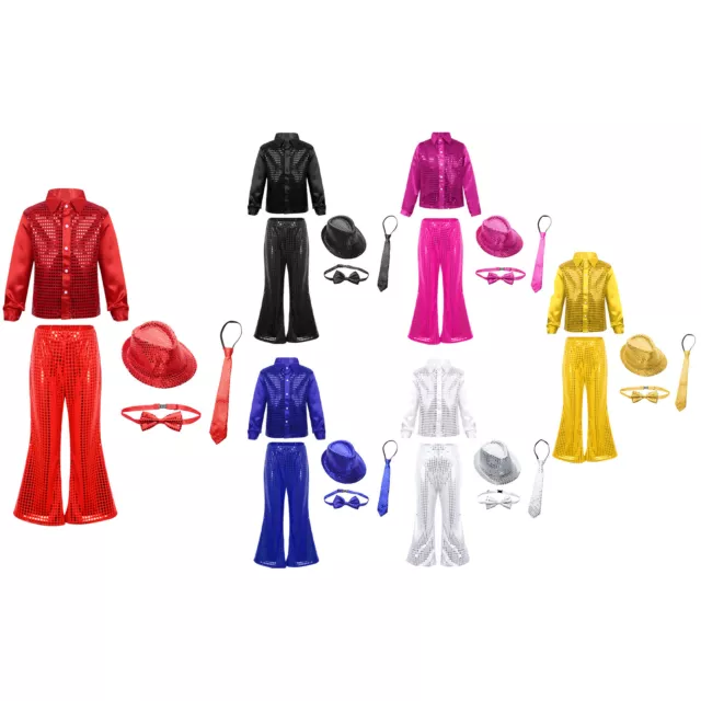 Kids Boys Hip Hop Costume Modern Street Dance Outfits Set Jazz Dance Costume