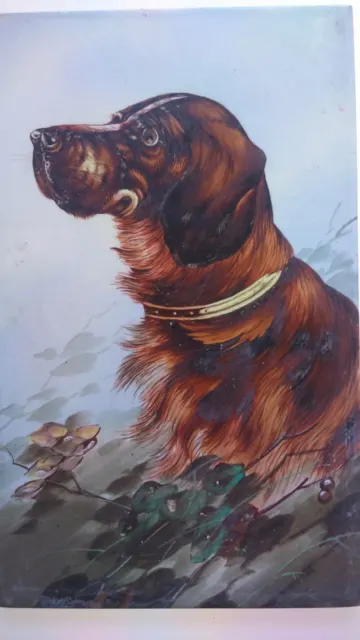 Painting on Ceramic Dog .Peinture sur céramique Chien épagneul breton