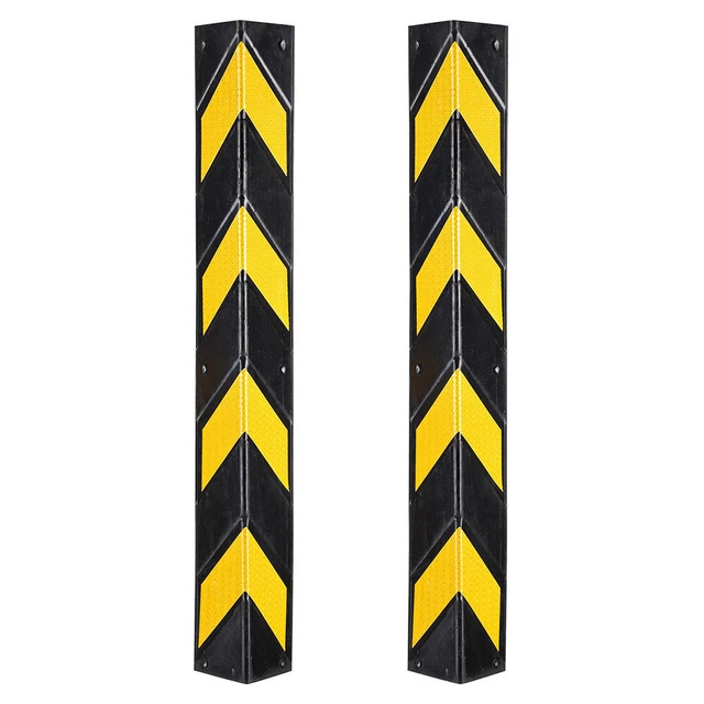 31" Rubber Corner Guard Wall Protectors L Shape Reflective Strips Garage 2pcs