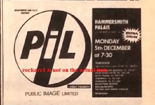 PiL (Sex Pistols) UK TIMELINE Advert - Hammersmith Palais 5-Dec-1983  2x3 inches