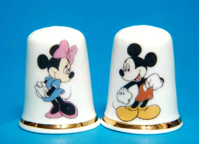 Disney "Mickey & Minnie" Set of 2 China Thimbles B/121