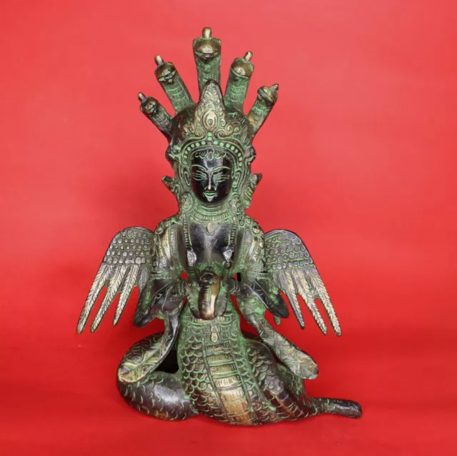 Serpent Goddess Naga Kanya Figurine Handmade Brass Sculpture Decor Statue Figure