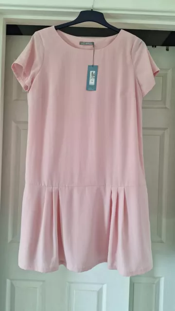 Marks & Spencers Women Drop Waist Dress Uk Size 16 Pink Sorbet