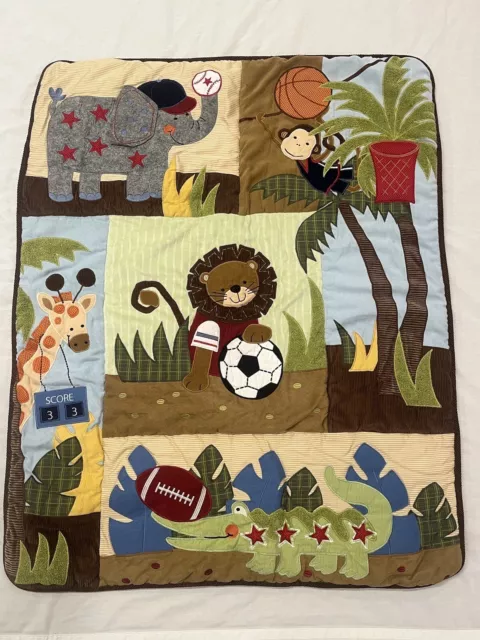 Jungle Theme Crib Comforter Bedtime Originals Lambs and Ivy Lion Elephant Monkey