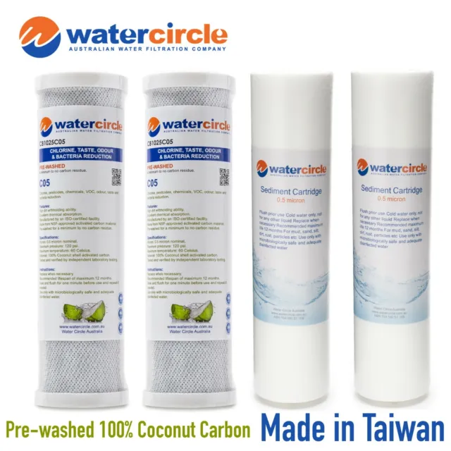 2 x 0.5 micron (carbon+sediment) water filter cartridges 10" x 2.5" NSF approved