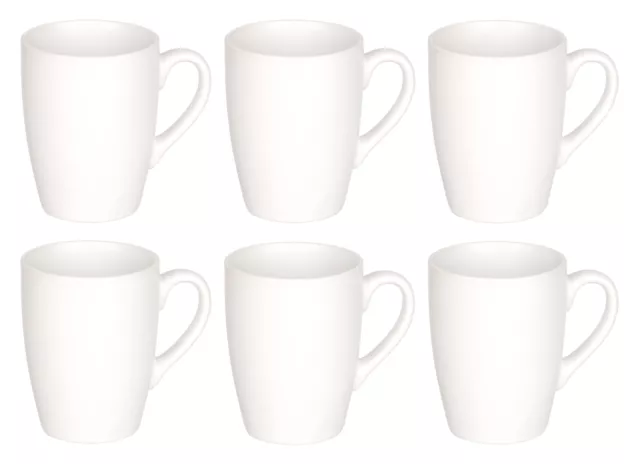 6er Set Tassen mit Henkel 340ml weiß Porzellan Keramik Coffee Tee Kaffeebecher
