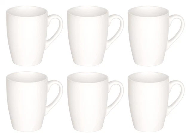6er Set Tassen mit Henkel 340ml weiß Porzellan Keramik Coffee Tee Kaffeebecher