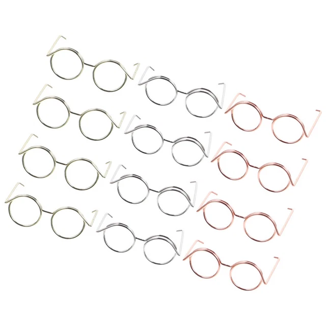 12 Pcs Mini Glasses for Crafts Doll Costume Gold Eyeglasses
