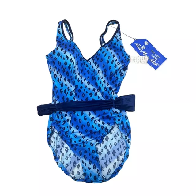 NEW Vintage ILGWU Rose Marie Reid Bathing Suit Swimsuit w/ Belt Leopard 16 Large