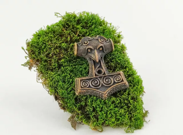 Vikings Spiritual Mjolnir Raven Head, Scania Viking Age Bronze Mjolnir Jewelry 3