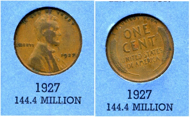 Lincoln Head Wheat Cent 1927 P Average Circulated United States Penny Coin #3166