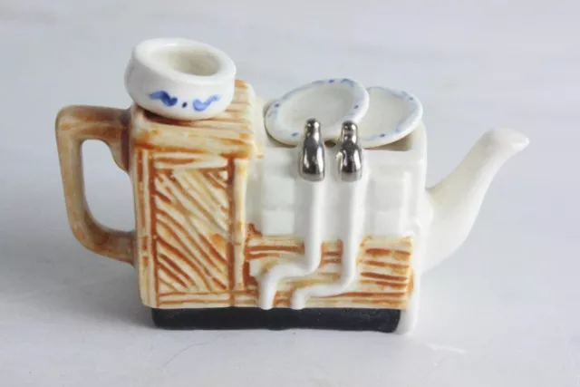 Vintage Miniature  Paul Cardew Made in England China Kitchen Sink Teapot 2