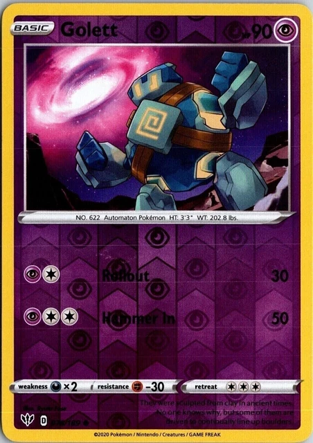 Golett Darkness Ablaze 076/189 Common Holo 2020 Pokemon Card TCG CCG