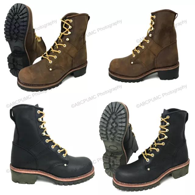 Brand New Men's Logger Boots Leather Good Year Welt Rugged Work Motorcycle Biker