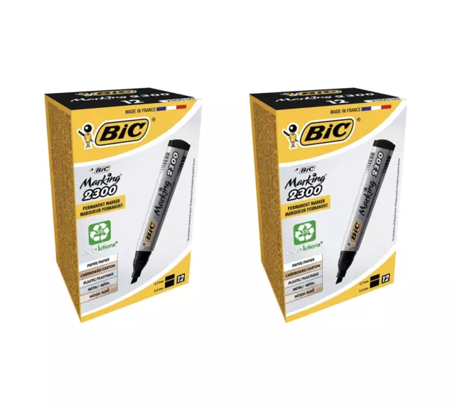 BIC Marking 2000 ECOlutions Permanent Bullet Tip Markers - Black, Box of 12 X2