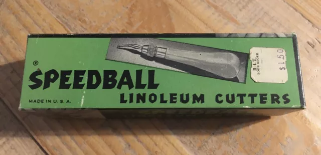 Cortador de linóleo Speedball vintage en caja original con 5 cortadores
