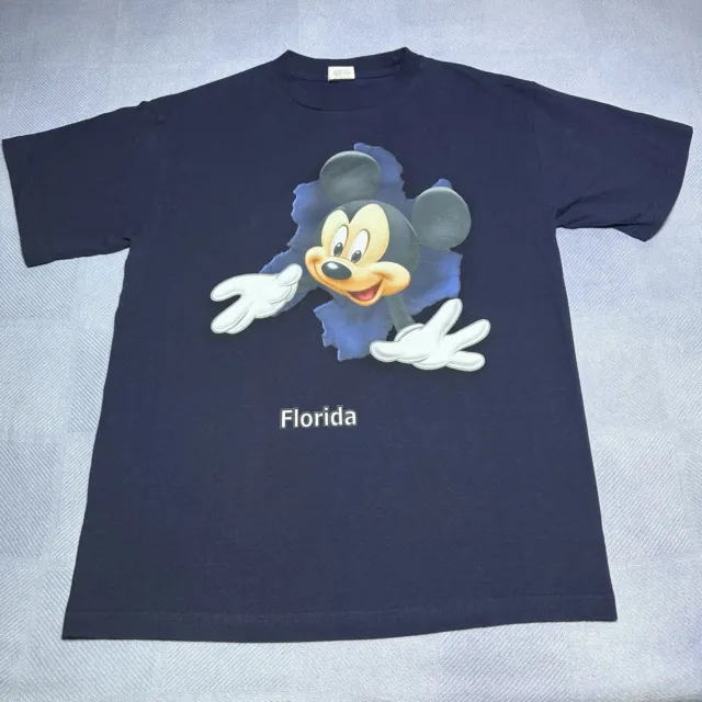 Disney Florida Mickey Mouse Break Through Double Sided Navy T-Shirt Size Large