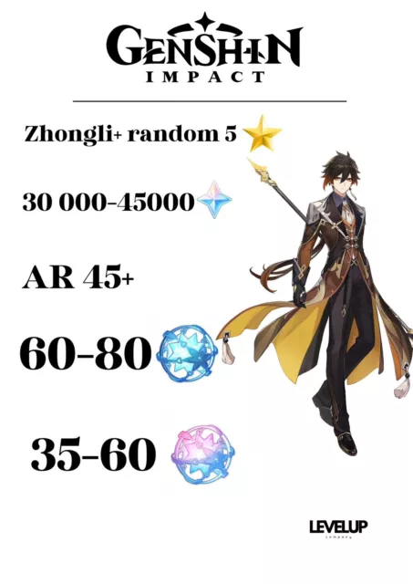 Genshin Impact compte EU ,AR45+, Zhongli + 5 stars character