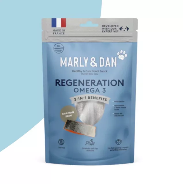 Marly & Dan Regeneration Omega-3 Pure Salmon Skin Roll Treats for Dogs