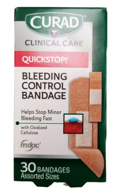 CURAD Quick Stop! BANDAGES for Bleeding Control Assorted Fabric 30ct __