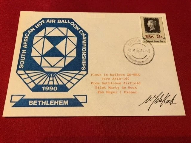 1990 RSA South Africa x 1 FDC signed by Marty de Kock