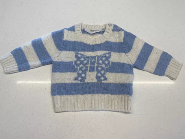 Baby Girl Pumpkin Patch Blue Striped knitted Jumper size 000