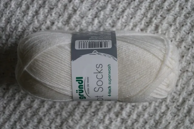 50 g Socken Wolle weiß NS 2.5-3 Hot Socks uni