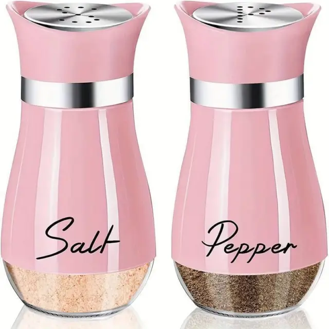 2pcs New Lovely Salt And Pepper Shakers Pots Dispensers Cruet Jars Set, Pink