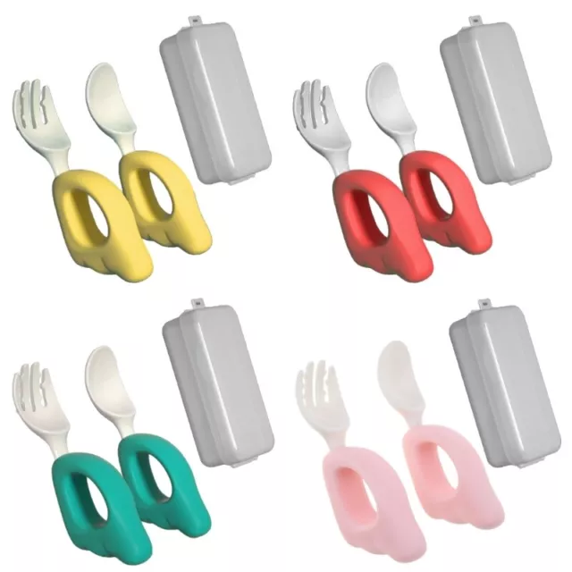 Baby Infant Feeding Spoon Fork Cartoon Tableware Set Dinnerware Cutlery