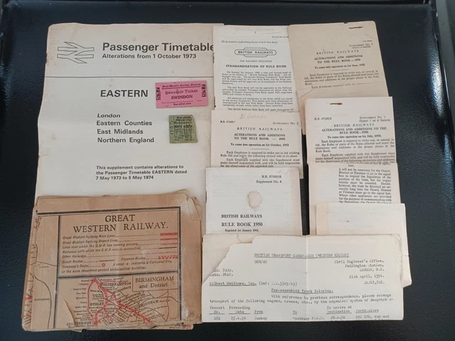 Vintage Railway Ephemera Job Lot Rule Books, Timetables, Maps, Tickets GWR