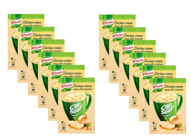 12 x KNORR Cup a Soup Instant Chicken Cream Soup With Croutons