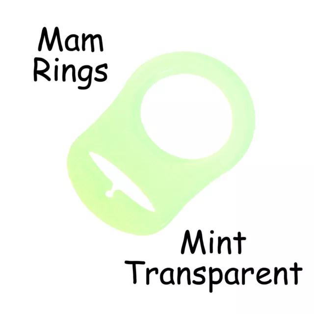 100 MAM Ring Button Style Pacifier Clip Adapter - Mint Transparent Silicone