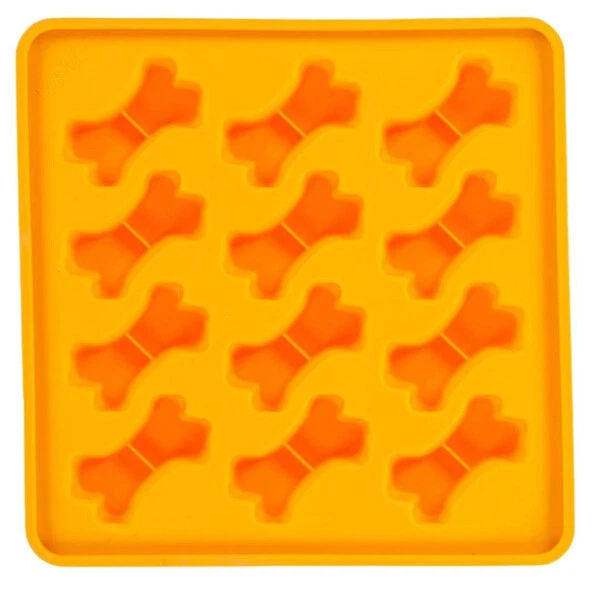 Molde para hacer golosinas de silicona enmarcado para perro Messy Mutts 10 pulgadas x 10 pulgadas naranja
