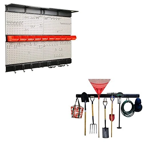 48x36 inch Pegboard with Hooks, 13PCS Garage Storage System