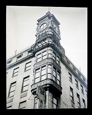 Vintage GLASS NEGATIVE PHOTO  Boston, MA Quincy House Clock 1930 HOTEL 130