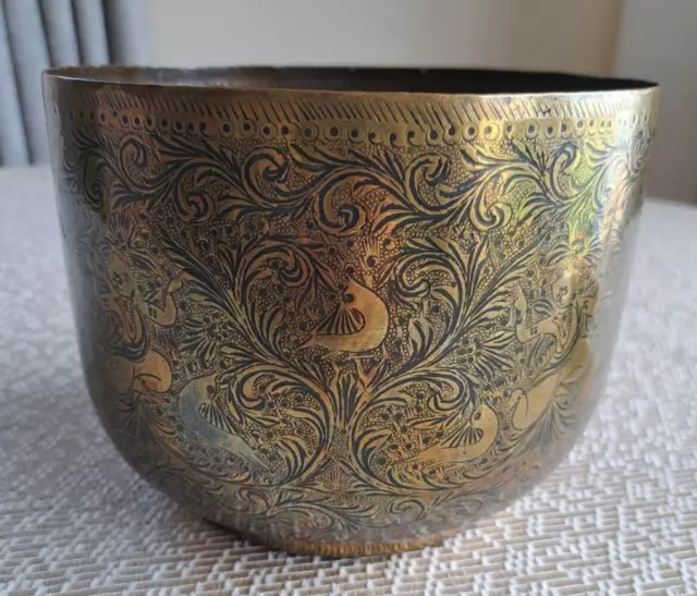 Vintage Brass Plant Pot : 14 cm High